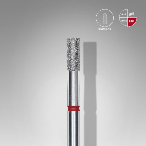 Diamond nail drill bit cylinder red EXPERT head diameter 2,5 mm / working part 6 mm