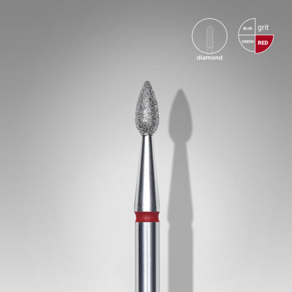 Diamond nail drill bit drop red EXPERT head diameter 2,3 mm / working part 5 mm