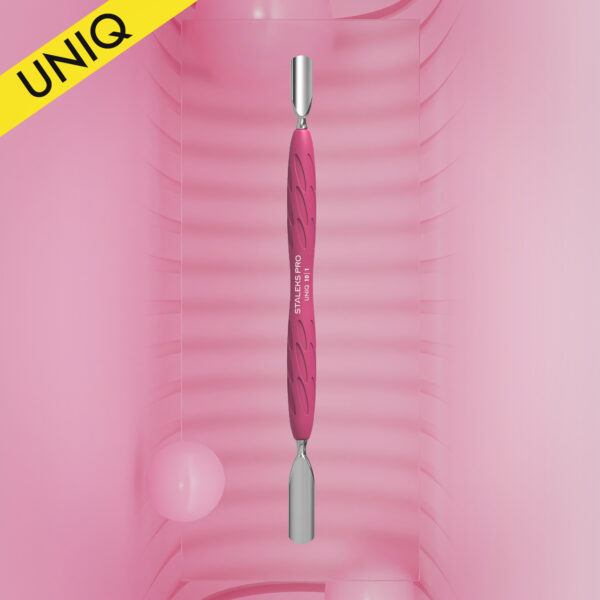 Manicure pusher Gummy  with silicone handle UNIQ 10 TYPE 1 (rounded wide and rounded narrow pusher)