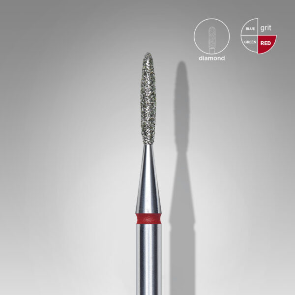 Diamond nail drill bit flame red EXPERT head diameter 1,4 mm / working part 8 mm