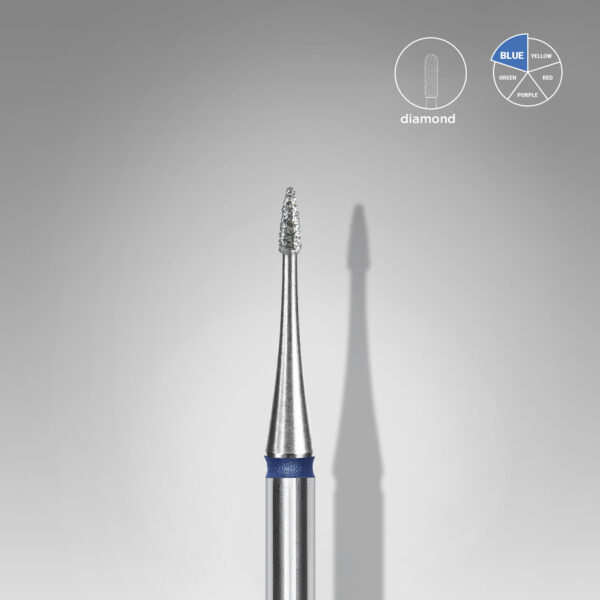 Diamond nail drill bit flame mini blue EXPERT head diameter 1 mm / working part 3 mm