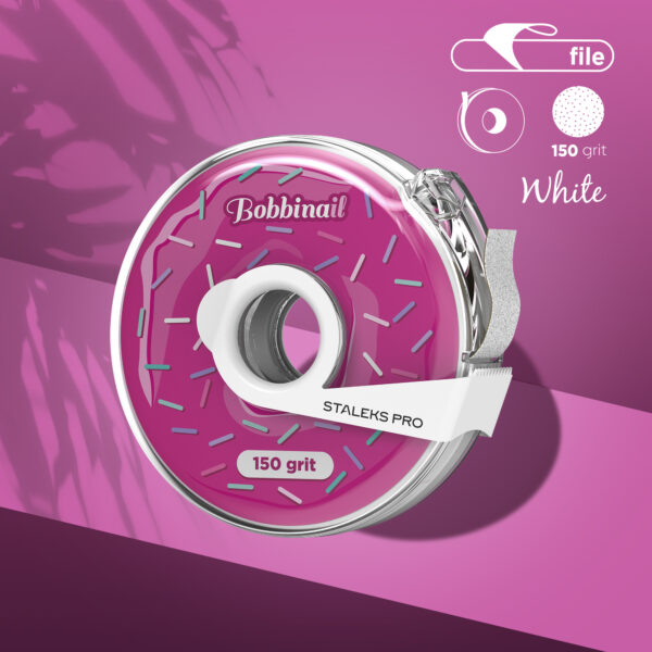 Disposable white abrasive tape EXPERT 150 grit in a plastic case