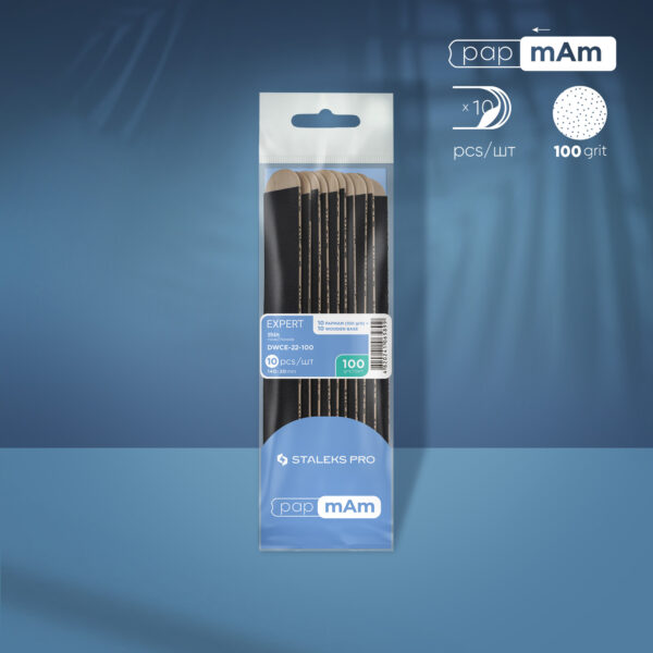 Disposable files papmAm on a wooden base Staleks Pro Expert 22, 100 grit (10 pcs.)