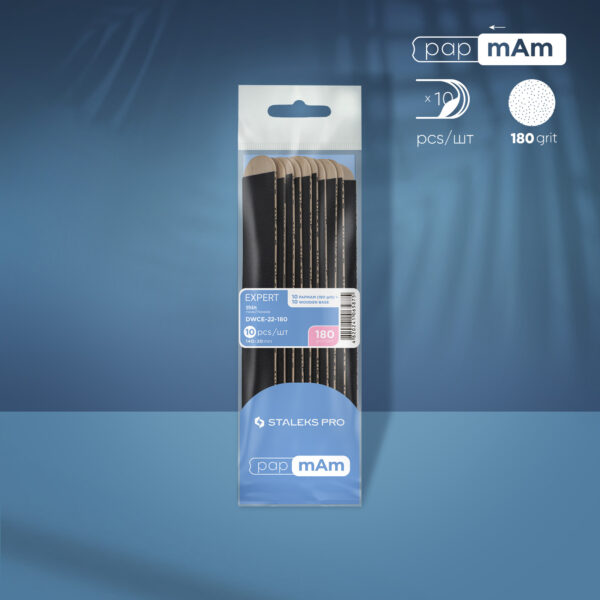 Disposable files papmAm on a wooden base Staleks Pro Expert 22, 180 grit (10 pcs.)