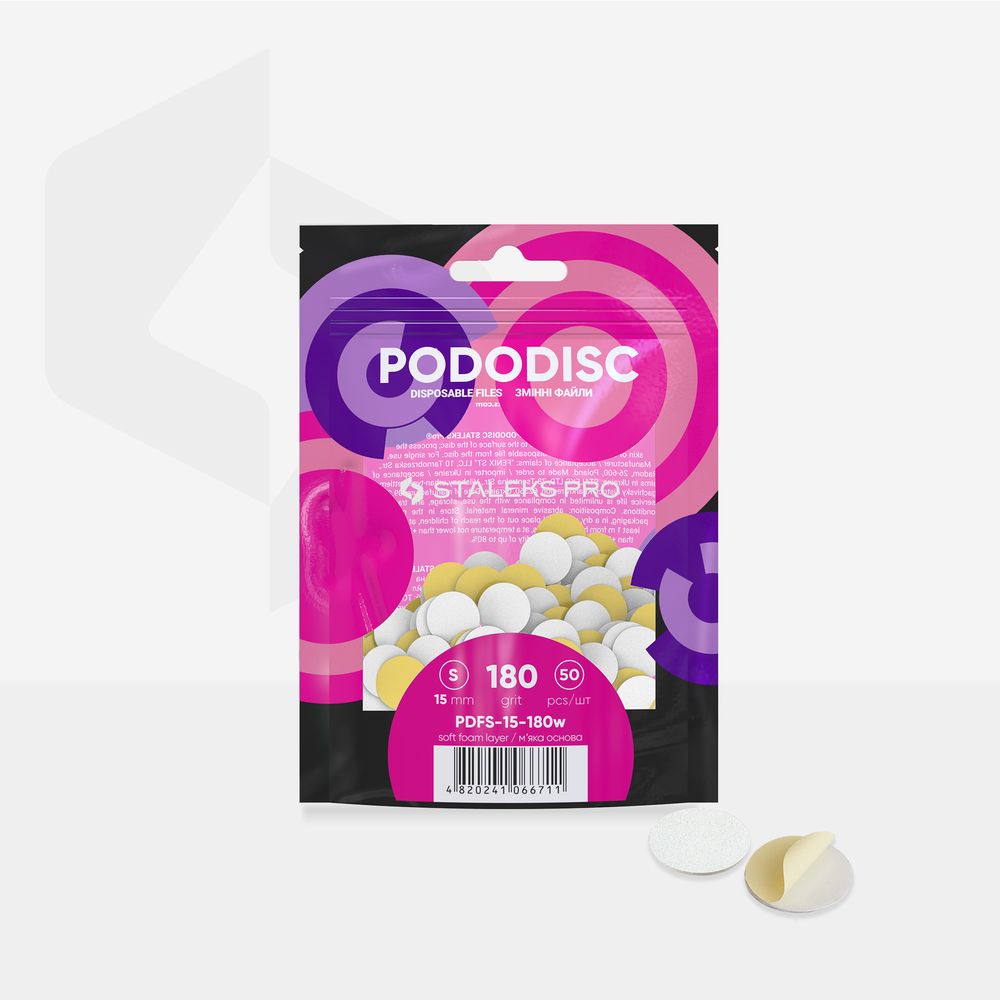 Repuestos acolchados con delgada base de espuma para disco para pedicura PODODISC STALEKS PRO S, grano 180 (50 pzas.) - Imagen 3