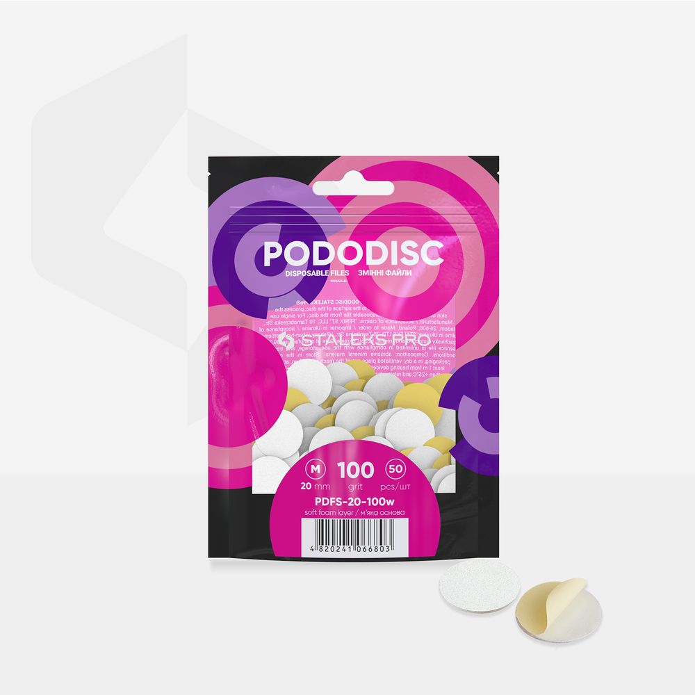 Repuestos acolchados con delgada base de espuma para disco para pedicura PODODISC STALEKS PRO M, grano 100 (50 pzas.) - Imagen 3
