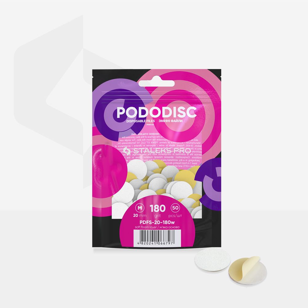 Repuestos acolchados con delgada base de espuma para disco para pedicura PODODISC STALEKS PRO M, grano 180 (50 pzas.) - Imagen 3