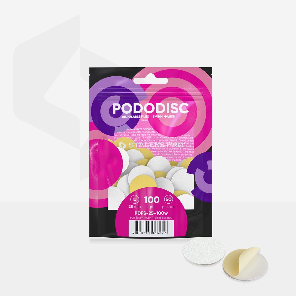 Repuestos acolchados con delgada base de espuma para disco para pedicura PODODISC STALEKS PRO L, grano 100 (50 pzas.) - Imagen 3