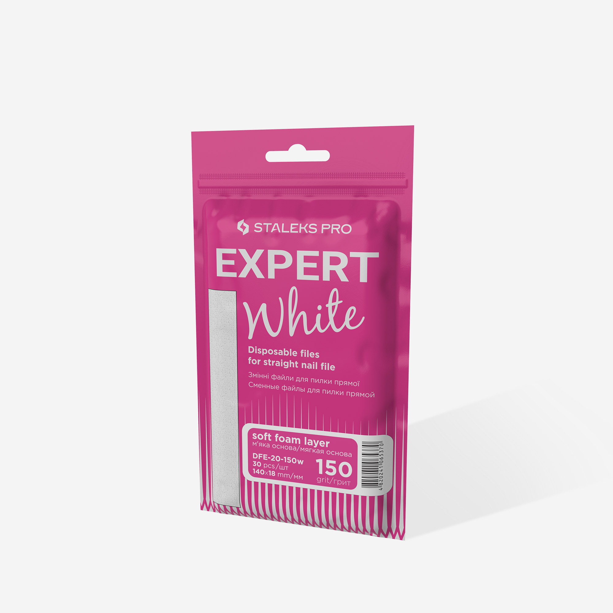 White disposable files for straight nail file (soft base) Staleks Pro Expert 20, 150 grit (30 pcs) - Image 4