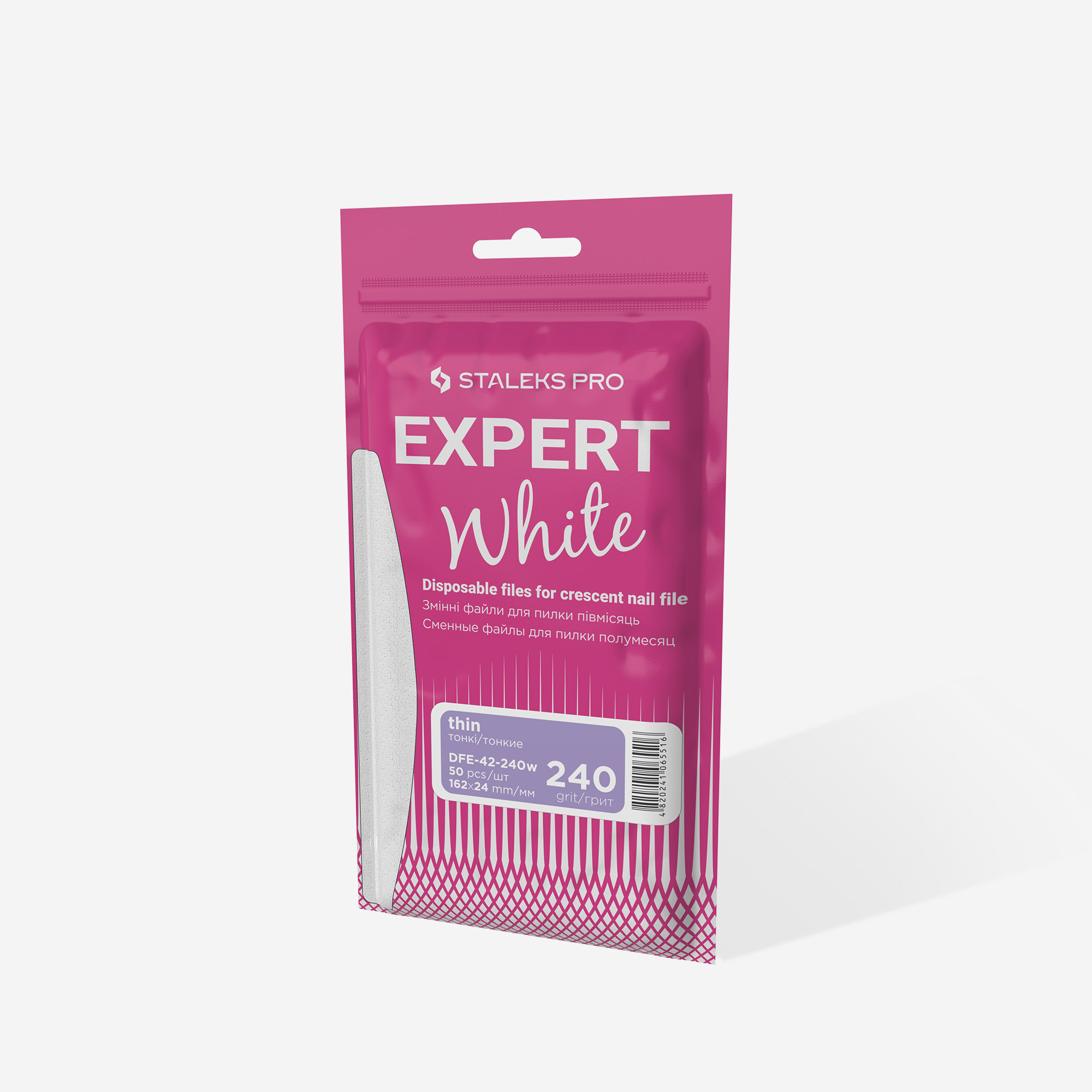 Disposable white files for crescent nail file EXPERT 42 240 grit (50 pcs) - Image 4