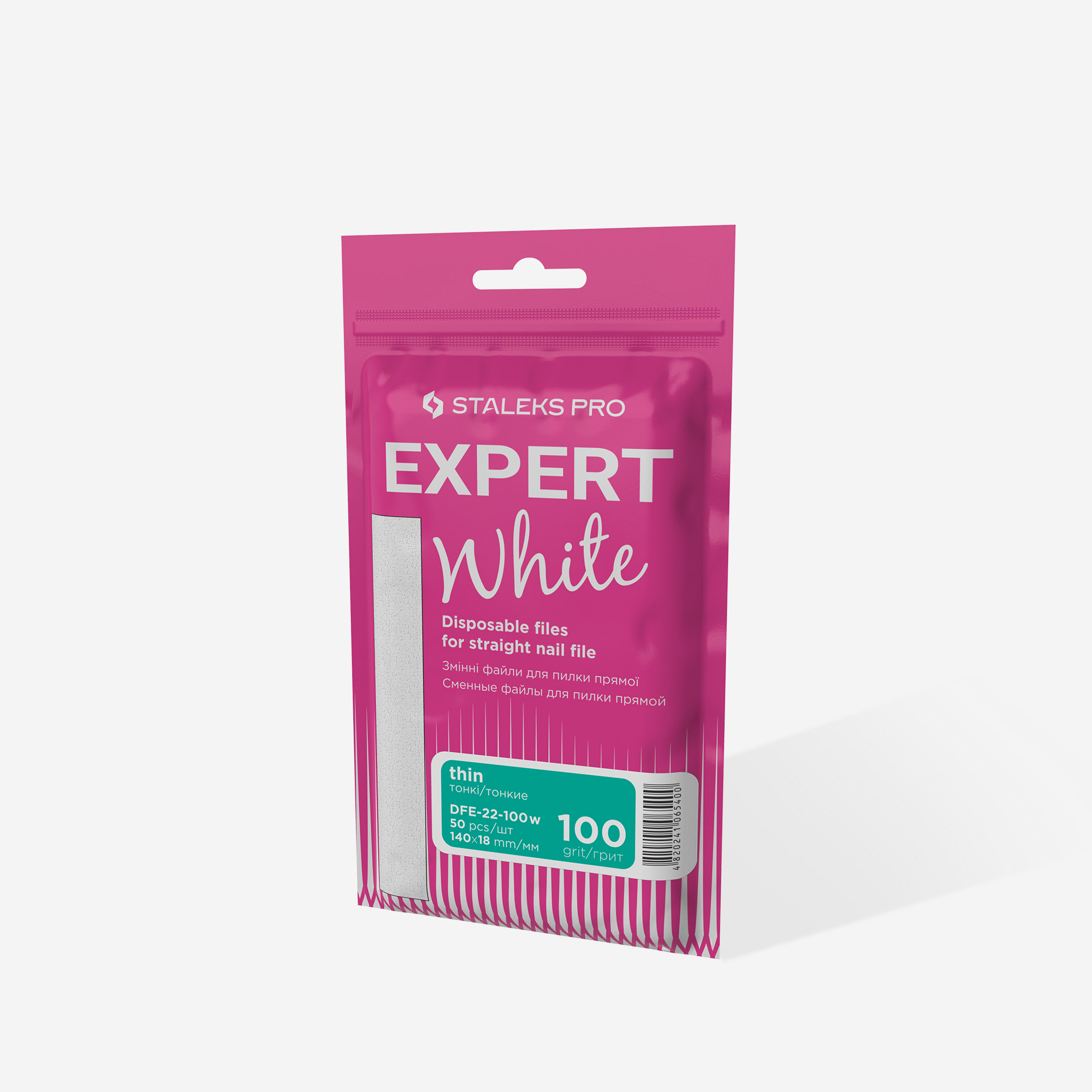 White disposable files for straight nail file Staleks Pro Expert 22, 100 grit (50 pcs) - Image 4