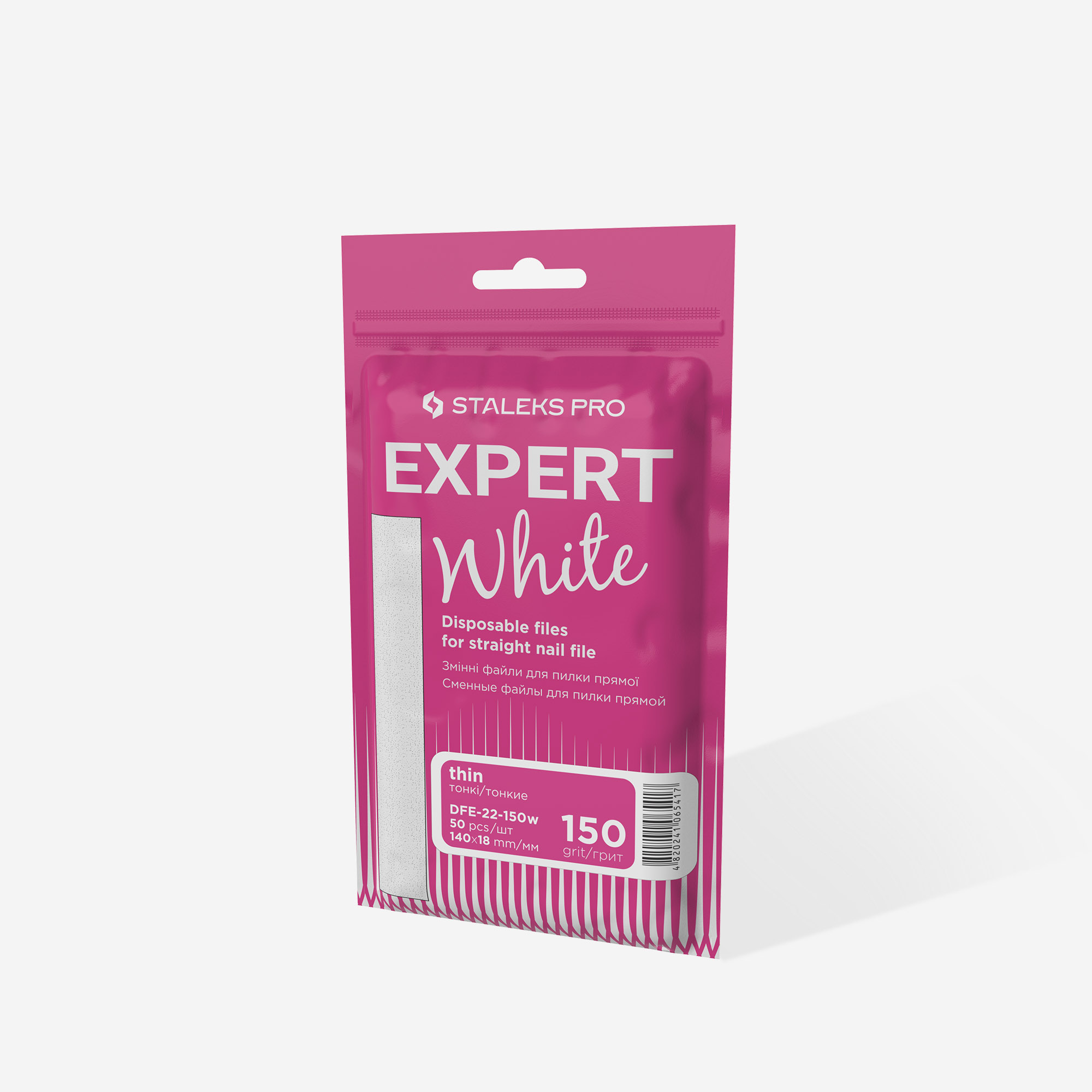 White disposable files for straight nail file Staleks Pro Expert 22, 150 grit (50 pcs) - Image 4