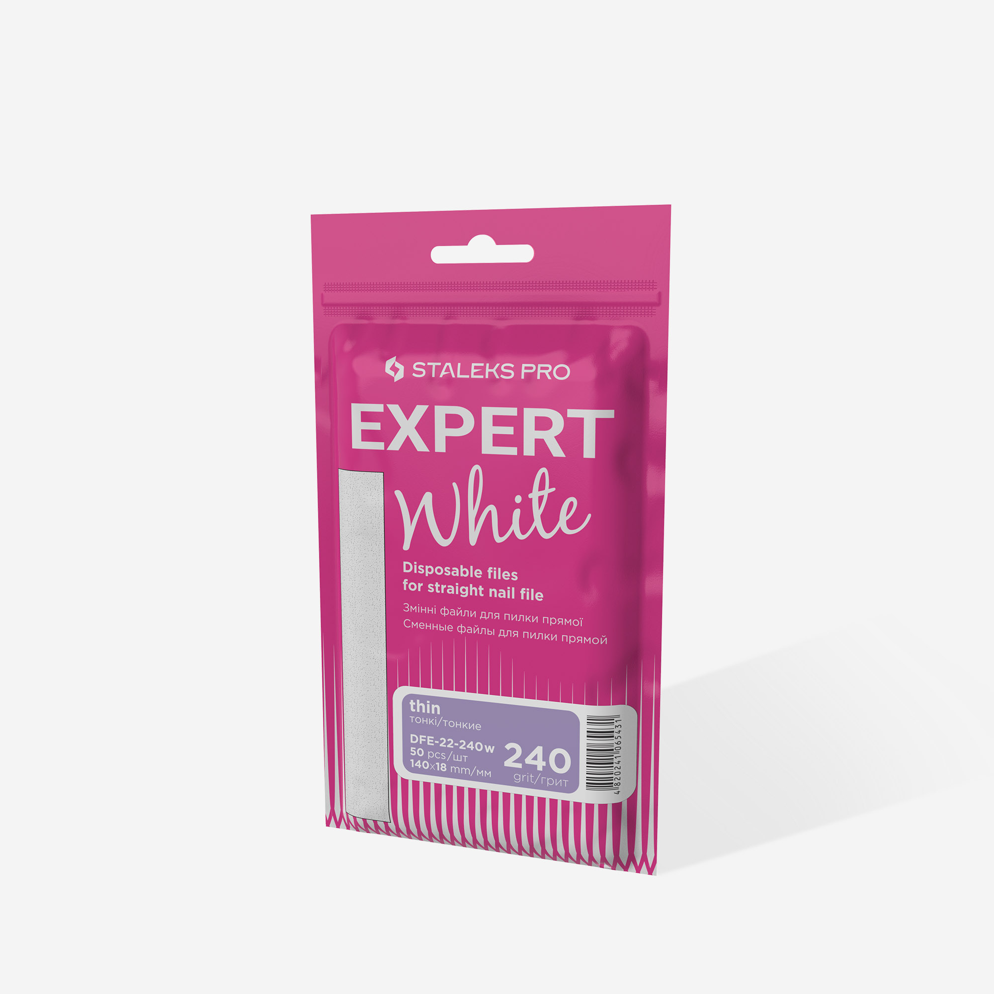 White disposable files for straight nail file Staleks Pro Expert 22, 240 grit (50 pcs) - Image 4