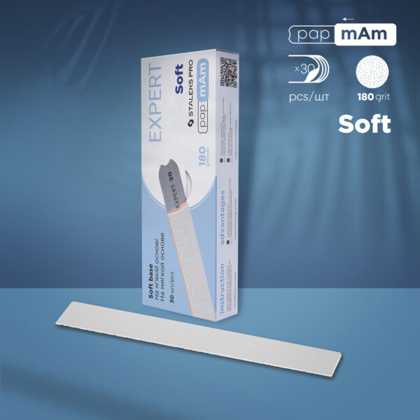 White disposable papmAm files for straight nail file (soft base) Staleks Pro Expert 20, 180 grit (30 pcs)