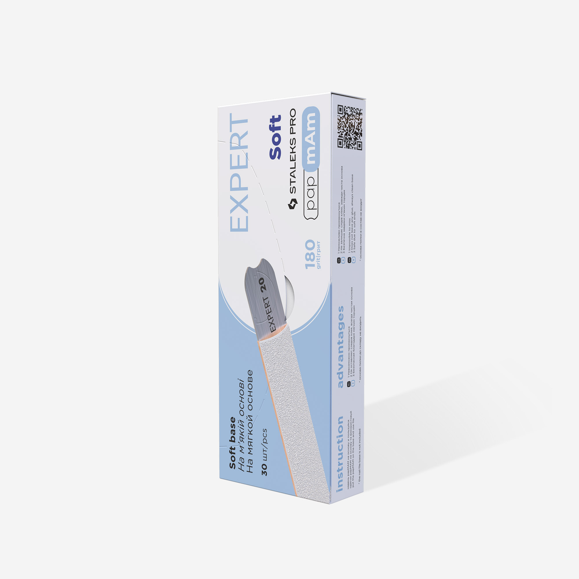 White disposable papmAm files for straight nail file (soft base) Staleks Pro Expert 20, 180 grit (30 pcs) - Image 4