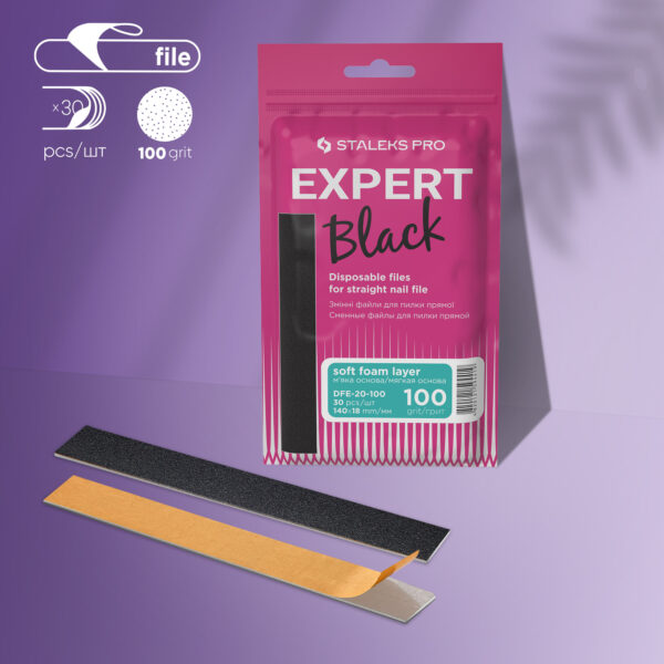 Сменные файлы для пилки прямой (на мягкой основе) Staleks Pro Expert 20, 100 грит (30 шт)