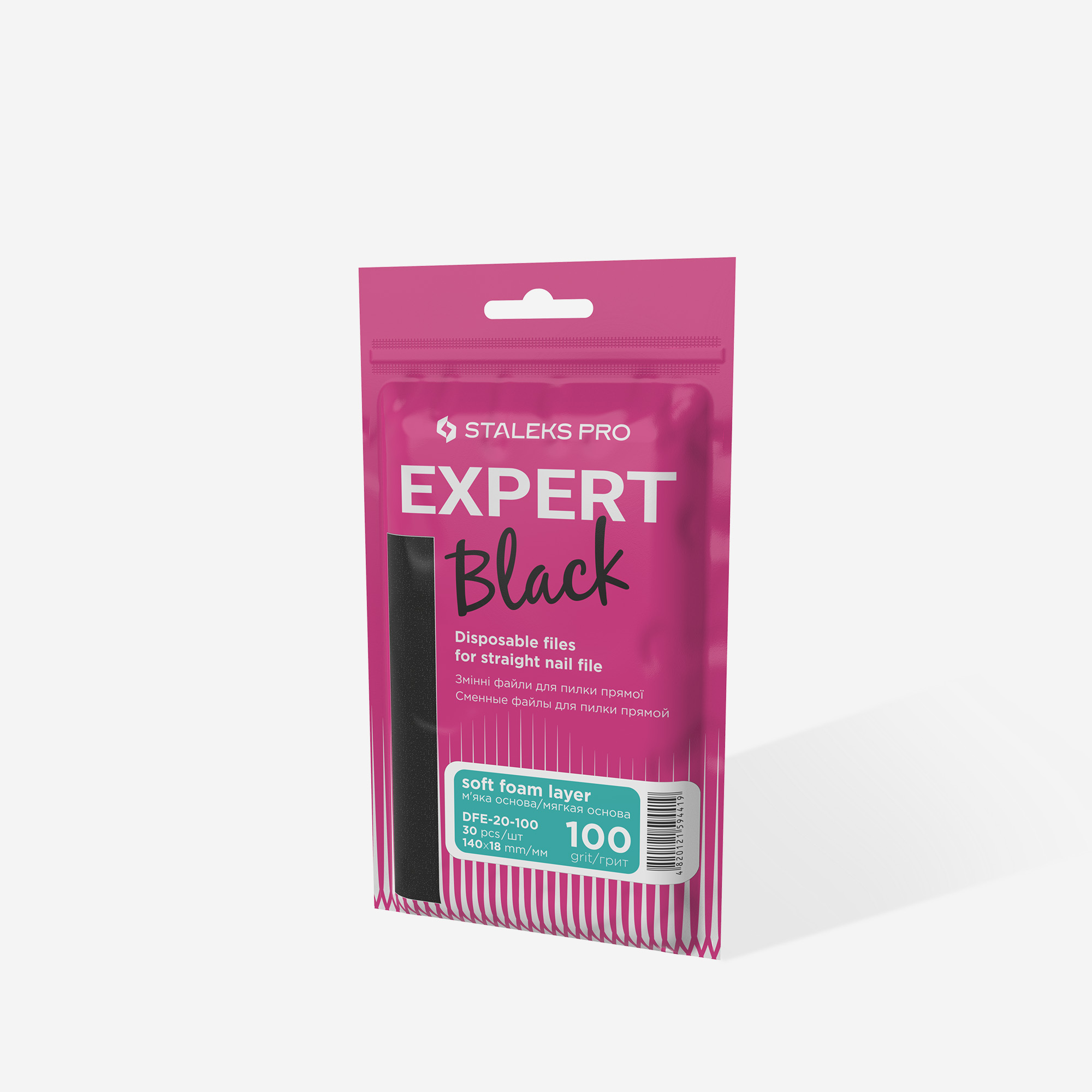 Сменные файлы для пилки прямой (на мягкой основе) Staleks Pro Expert 20, 100 грит (30 шт) - Imagen 3