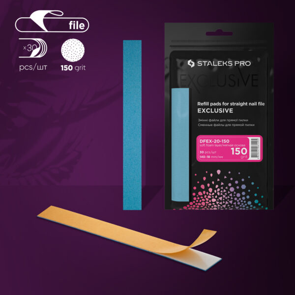 Refil descartável para lixa reta (sobre uma base macia) Staleks Pro Exclusive 20, grão 150 (30 un.)