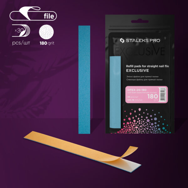 Refil descartável para lixa reta (sobre uma base macia) Staleks Pro Exclusive 20, grão 180 (30 un.)