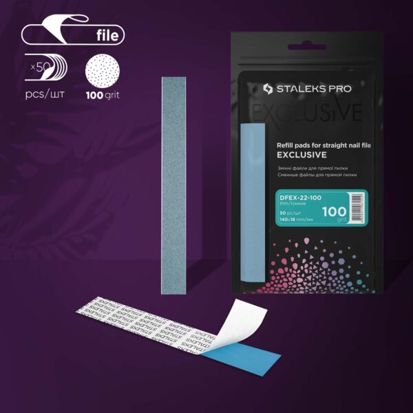Refil descartável para lixa reta Staleks Pro Exclusive 22, grão 100 (50 un.)