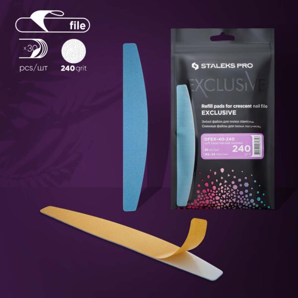 Refil descartável para lixa em forma de meia-lua (sobre uma base macia) Staleks Pro Exclusive 40, grão 240 (30 un.)